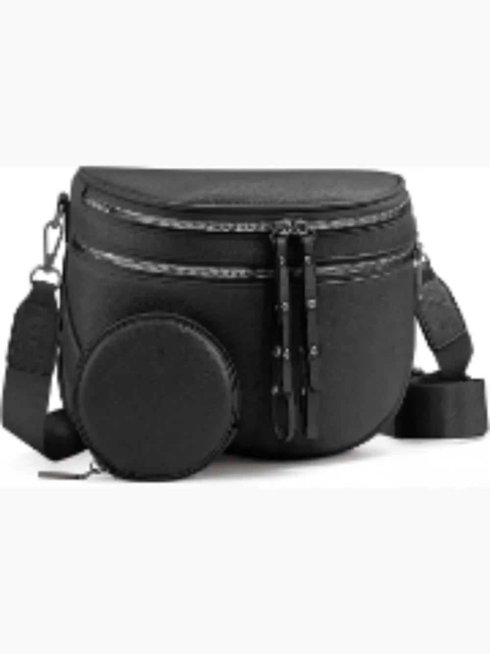 Vegan Leather Crossbody Bum Bag with Coin Purse, Adjustable Strap, 4 Pockets,